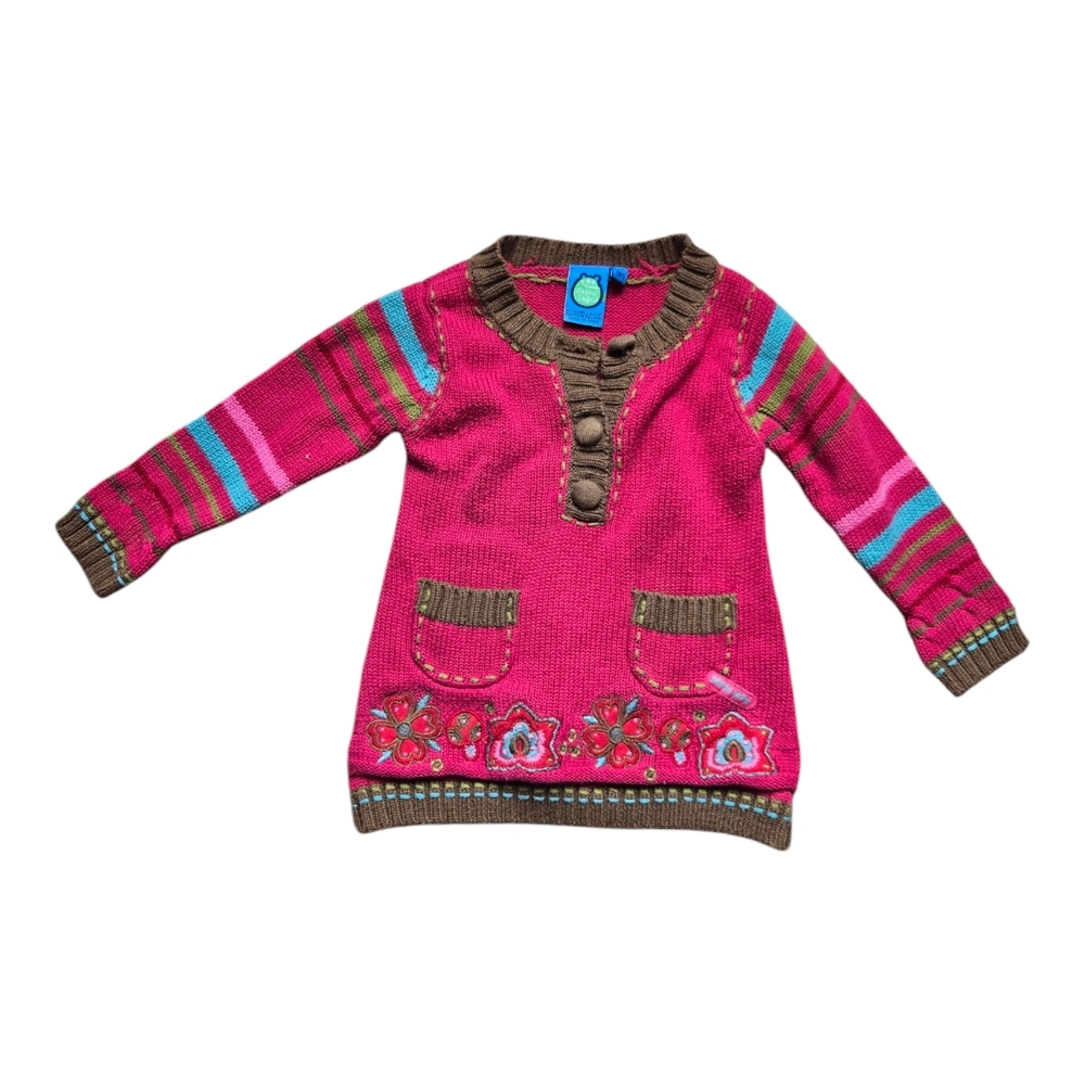 Colorful Knit Sweater with Floral Design